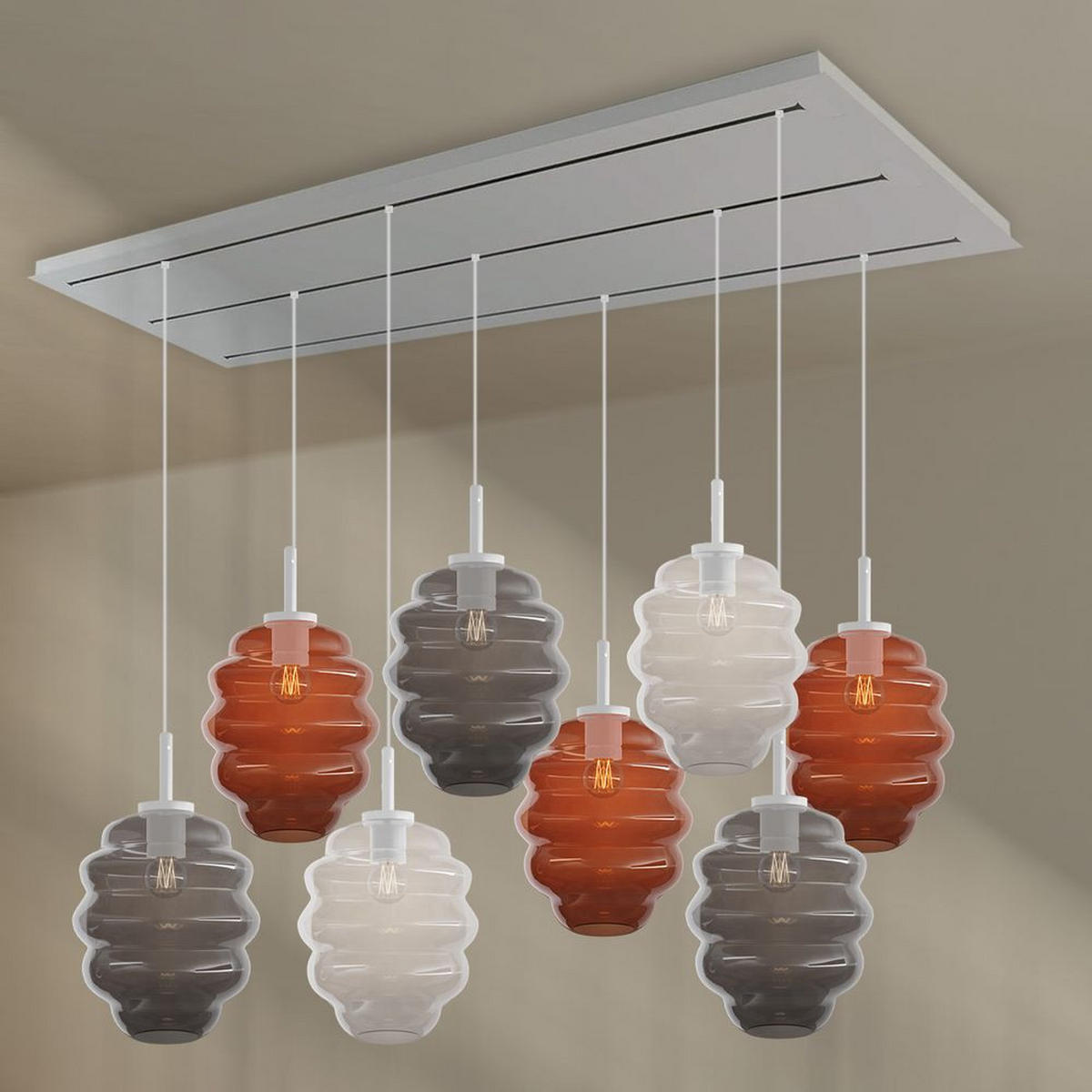 HÄNGELEUCHTE Echos 8-flammig Rauch Ø 25cm - Anthrazit/Schwarz, Glas (25/25/28cm) - s.luce