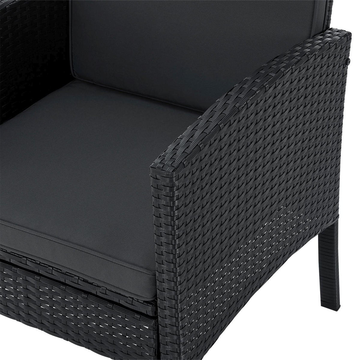 SITZGRUPPE Turin schwarz Polyrattan - Schwarz, Kunststoff - Juskys