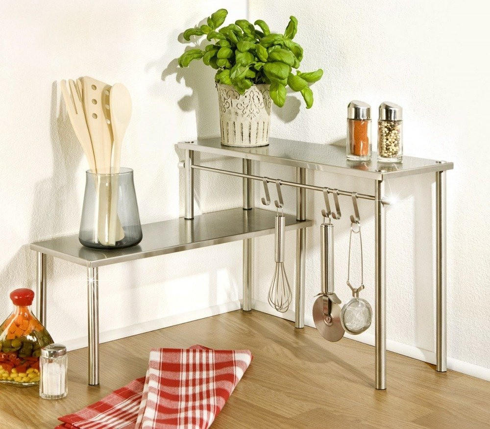 KÜCHEN-ECKREGAL Edelstahl - Silberfarben, Metall (45/32/45cm)