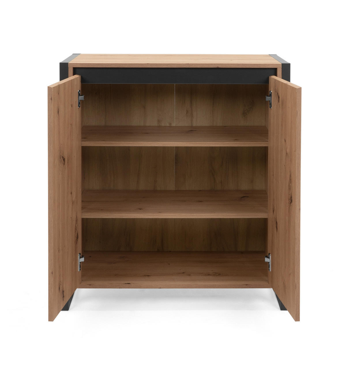 KOMMODE Artisan Eiche, anthrazit, Industrial Design 80 x 88 cm, Anrichte 2-türig - Anthrazit/Eiche Artisan, Holzwerkstoff (80/88/40cm) - Furn.Design