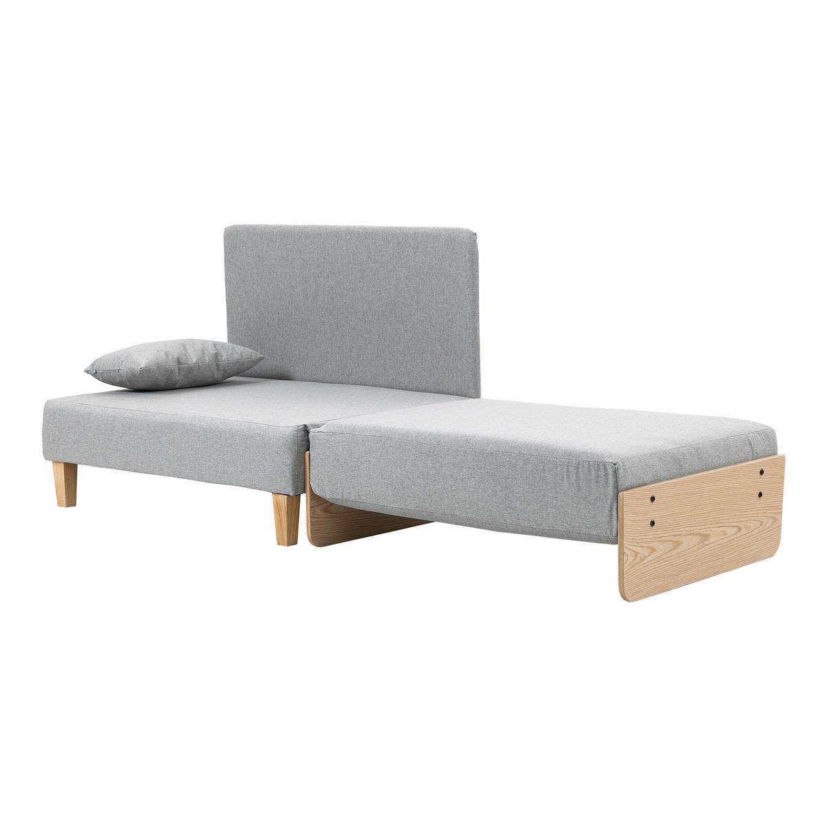 ROZKLÁDACÍ POHOVKA Seinlus - světle šedá, kov/bukové dřevo (88/47/68cm) - [en.casa]