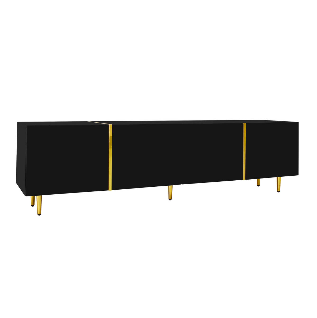 TV-ELEMENT mit 4 Türen 170 x 35 x 46 cm MDF Schwarz Hochglanz - Schwarz, Holzwerkstoff (35/46/170cm) - Beauniv