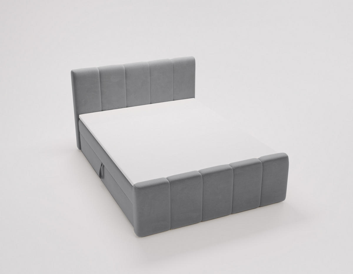 BOXBETT Berg Mit Matratze, Stoff Komodo Grau 120x200 cm - Grau, Holz (120/200cm) - Kaiser Möbel
