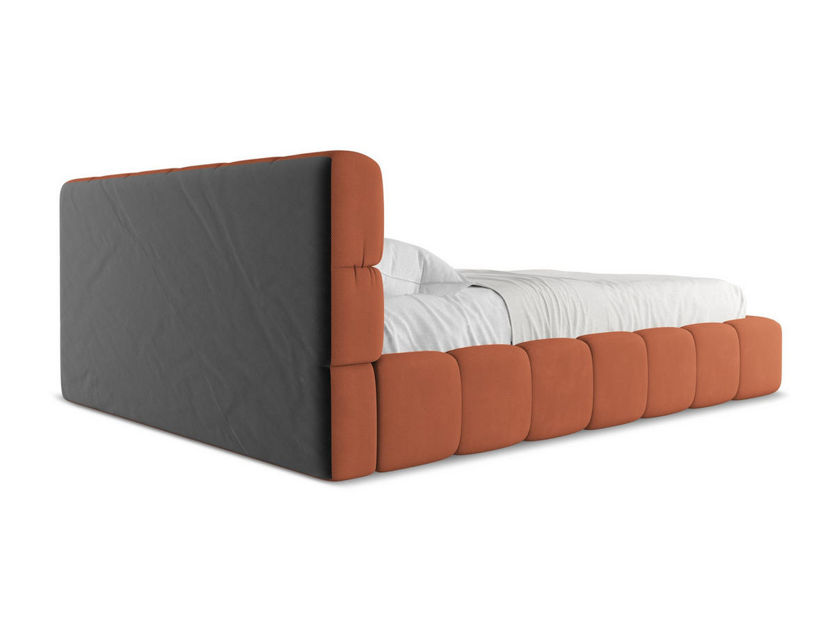 POLSTERBETT mit Bettkasten und Lattenrost 180x228 Orange - Terracotta/Schwarz, Kunststoff/Textil (160/200cm) - Makamii