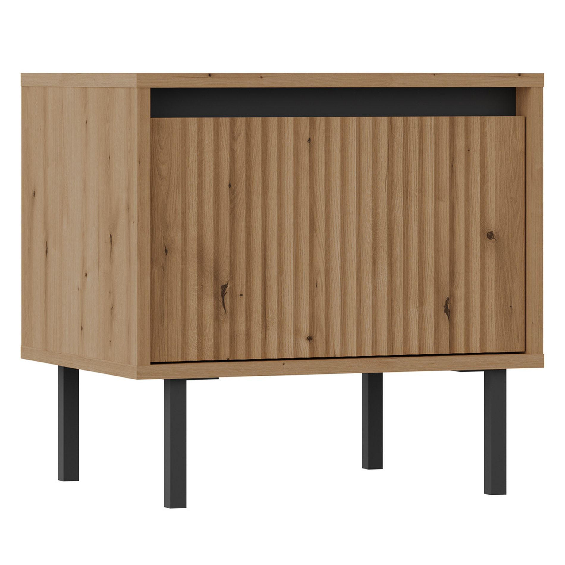 NACHTTISCH Osaka Eichenholzoptik Evoke 52 cm - Eichefarben/Schwarz, Holzwerkstoff/Metall (51.8/50/40cm) - Selsey