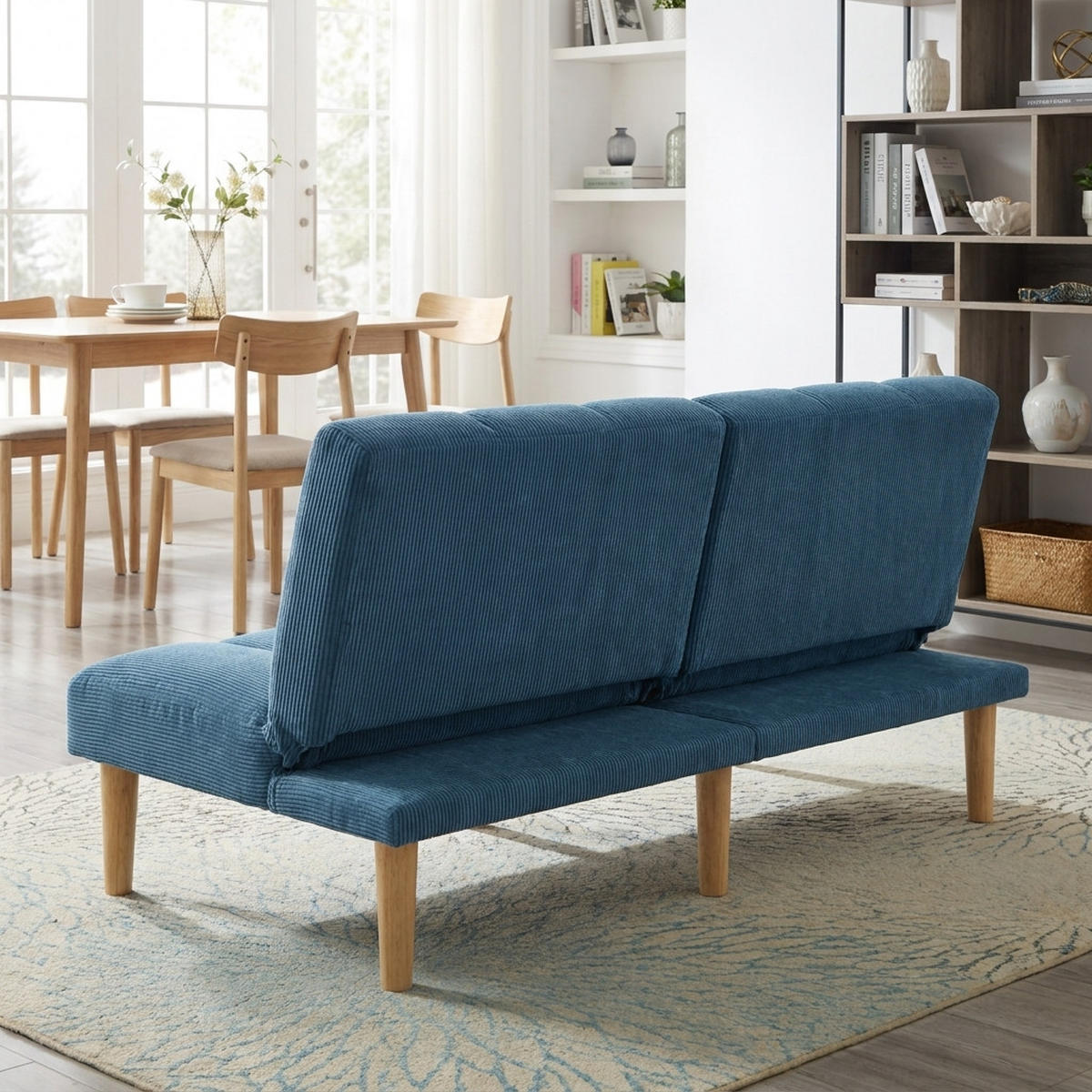 SCHLAFSOFA 167/82/72 cm Blau Cord mit 3-fach verstellbarer Rückenlehne - Blau, Textil (82/72/167cm) - Oxeza