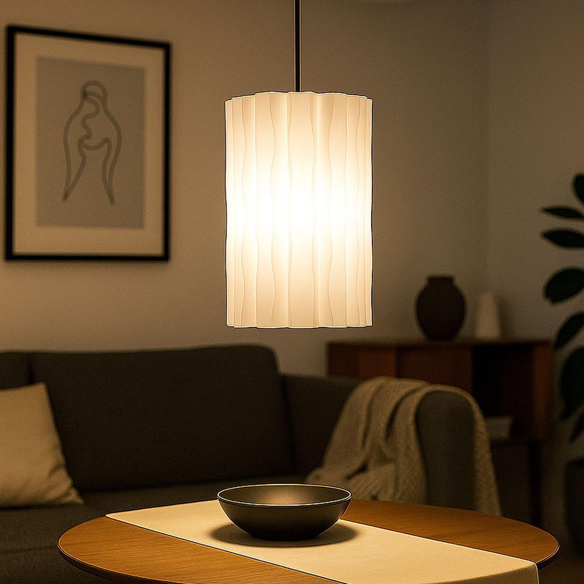 LED HÄNGELEUCHTE Elena Weiß - Weiß, Kunststoff (27/27/135cm)