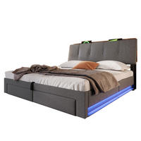 POLSTERBETT mit LED und USB Grau 140x200 cm Textil - Grau, Textil (140/200cm) - SONNENH