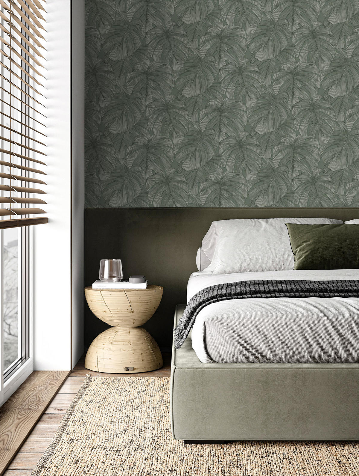 TAPETE 3D Muster Blätter 50 x 900 cm - Grün, Papier (50/900cm) - Origin Wallcoverings