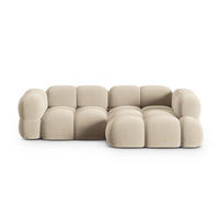 ECKSOFA rechts Loretto aus Samt leichtes beige 3 Sitzplätze - Creme, Textil (147/250cm) - Cosmopolitan Design