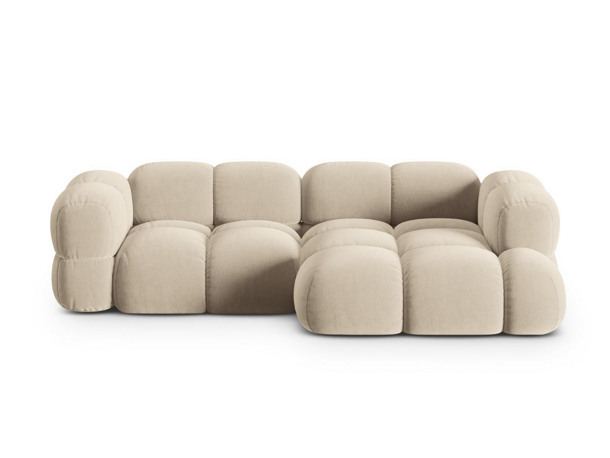 ECKSOFA rechts Loretto aus Samt leichtes beige 3 Sitzplätze - Creme, Textil (147/250cm) - Cosmopolitan Design