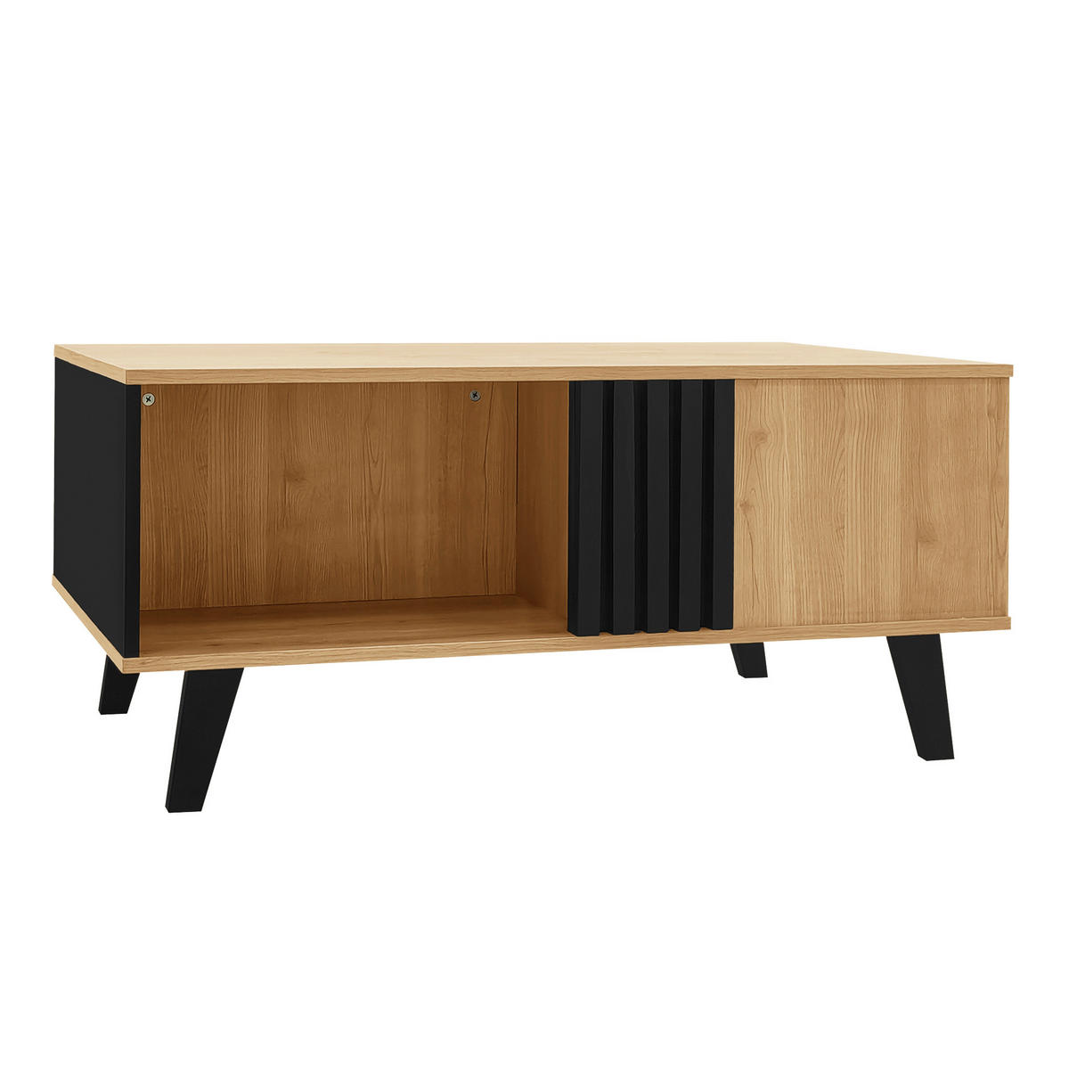 COUCHTISCH 100/60/45 cm Natur aus Glas und Spanplatte mit Stauraum - Naturfarben, Holzwerkstoff (100/60/45cm) - OKMYHOME