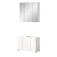 BADMÖBEL-SET 2-teilig weiß Hochglanz, Badkombination 80 cm - Weiß Hochglanz, Glas/Holzwerkstoff (82/190/34cm) - Inn.Furn