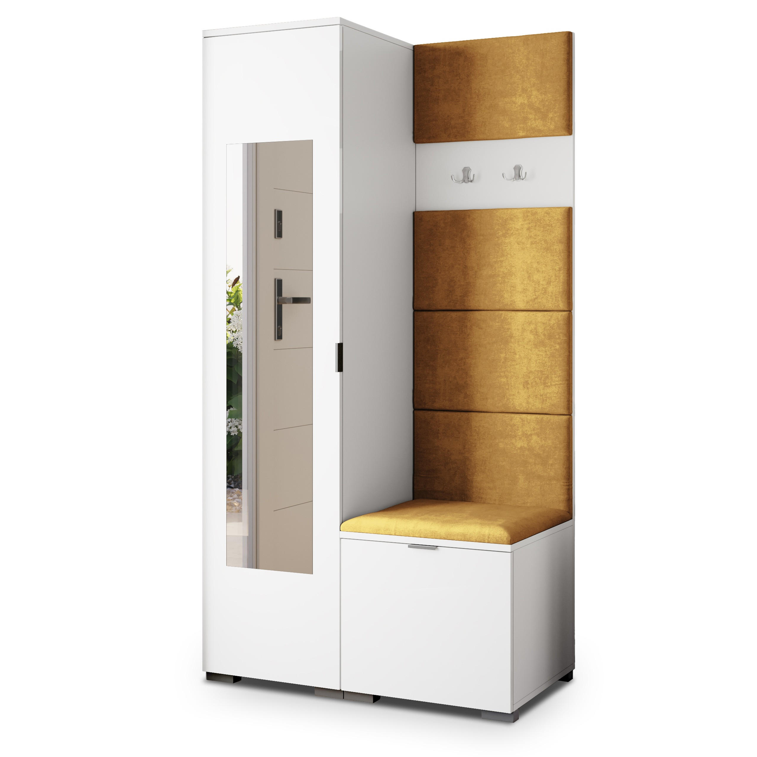 Masseno Garderobenschrank Weiß, Gelb 95x181x51 cm