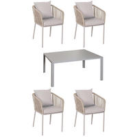 GARTENGARNITUR Tisch+4xStuhl Grau - Grau, Metall - PROREGAL