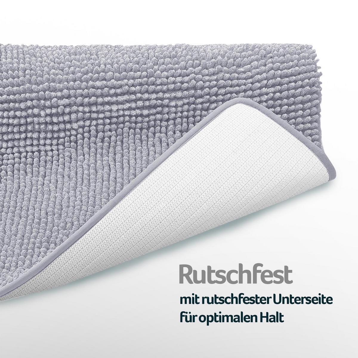 BADEMATTE Chenille Hellgrau 60x90 cm - Hellgrau, Textil (90/60cm) - Bestlivings