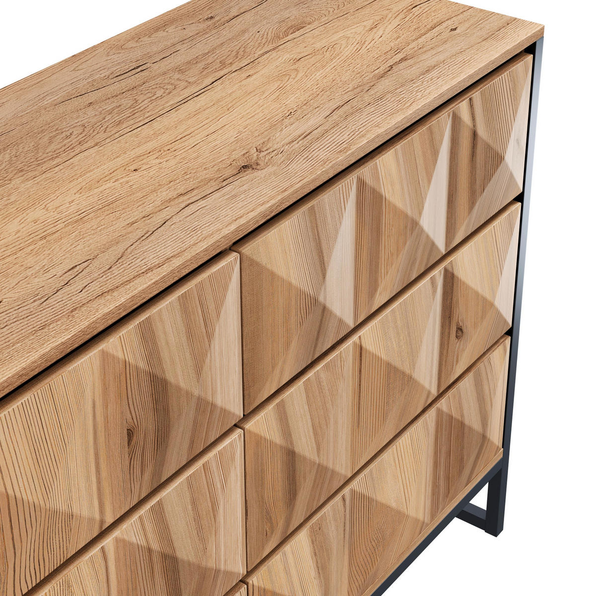 SIDEBOARD Schwarz-Natural 120/40/80 cm - Schwarz, Holzwerkstoff (120/80/40cm) - PANGIVO