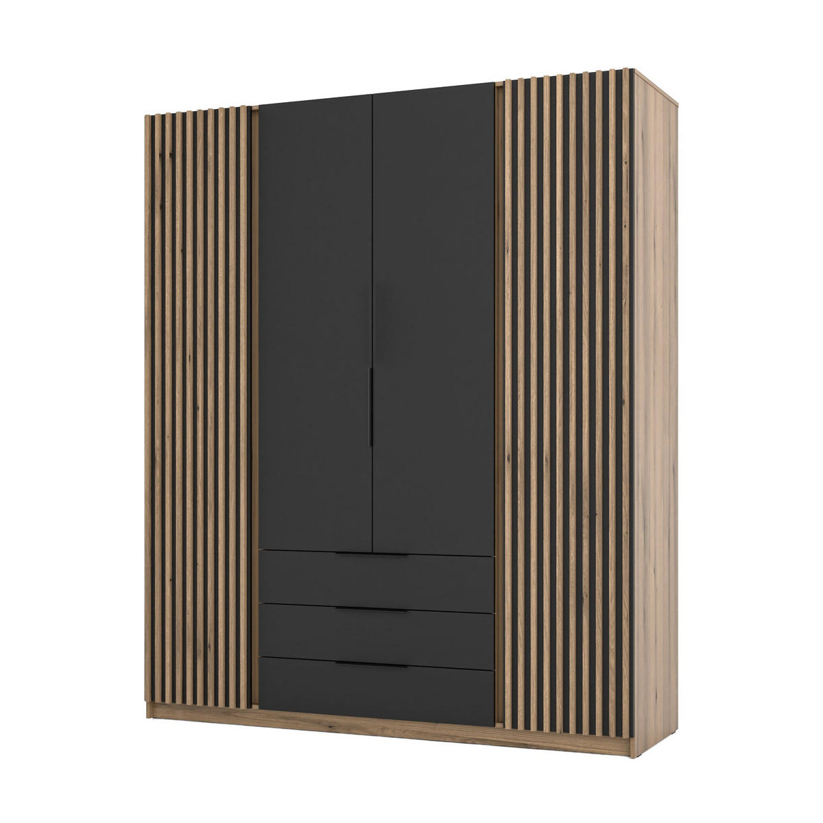 DREHTÜRENSCHRANK CAGLIARI 200/239/61,9cm 4-türig Goldfarben - Goldfarben/Schwarz, Holzwerkstoff (200/239/61.9cm) - MASSENO