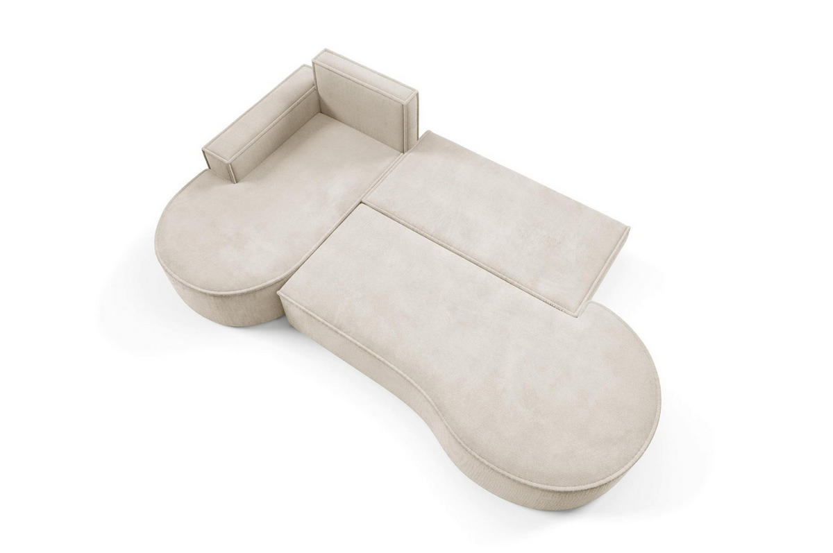 ECKSOFA Flow Hellbeige, mit Schlaffunktion und Kissen in Curio Stoff, linke seite - Creme, Holzwerkstoff/Textil (277/157cm) - Bettso