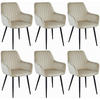 STUHL OSILO 6-er Set, Beige, Schwarz, Schwarze metallische Beine - Beige, Textil/Metall (55/84/46cm) - Komodee