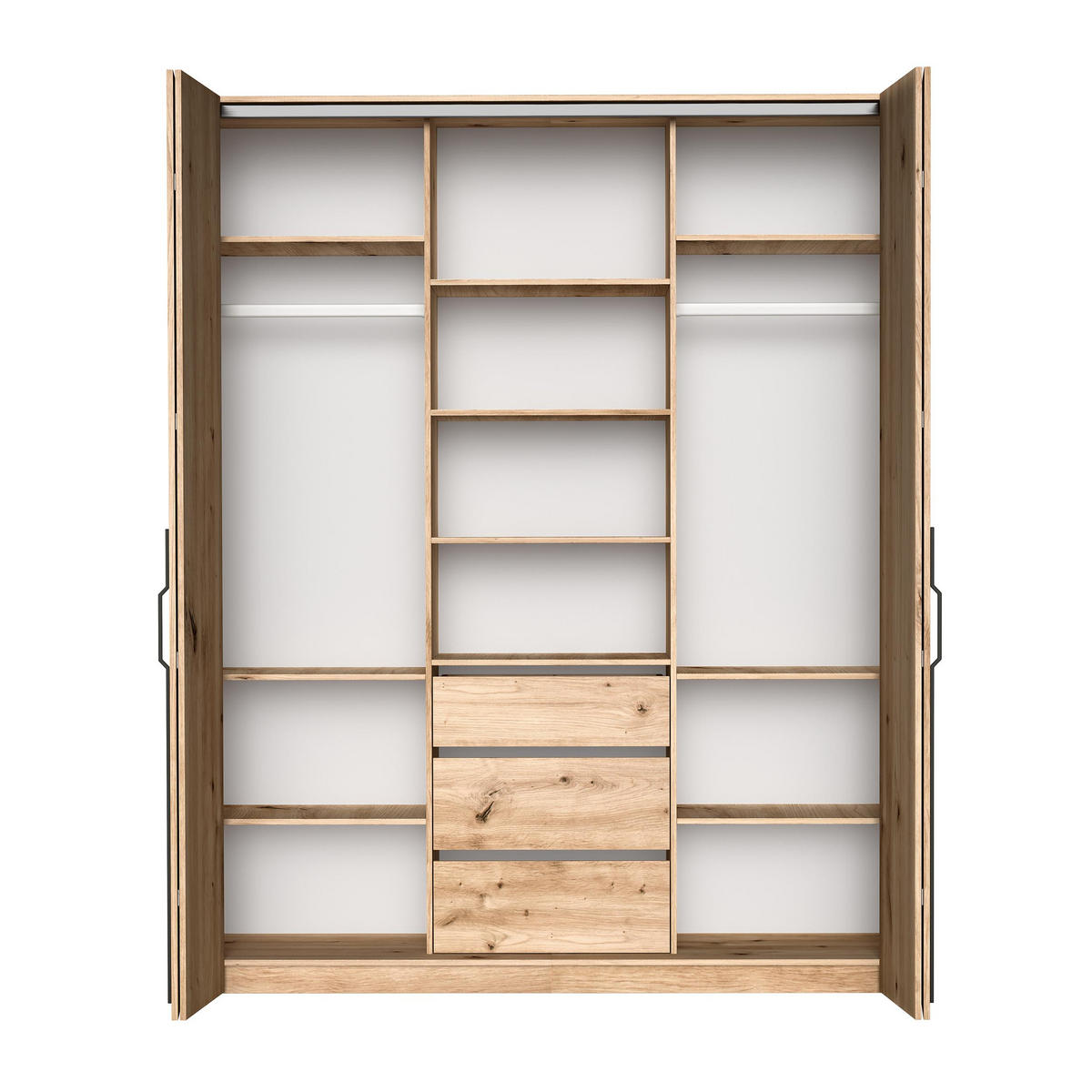 FALTTÜRENSCHRANK Omodeo 200 cm breit in Artisan-Eiche – mit WingLine-Falttüren - Eiche Artisan, Holzwerkstoff (200/240/58cm) - AX Living