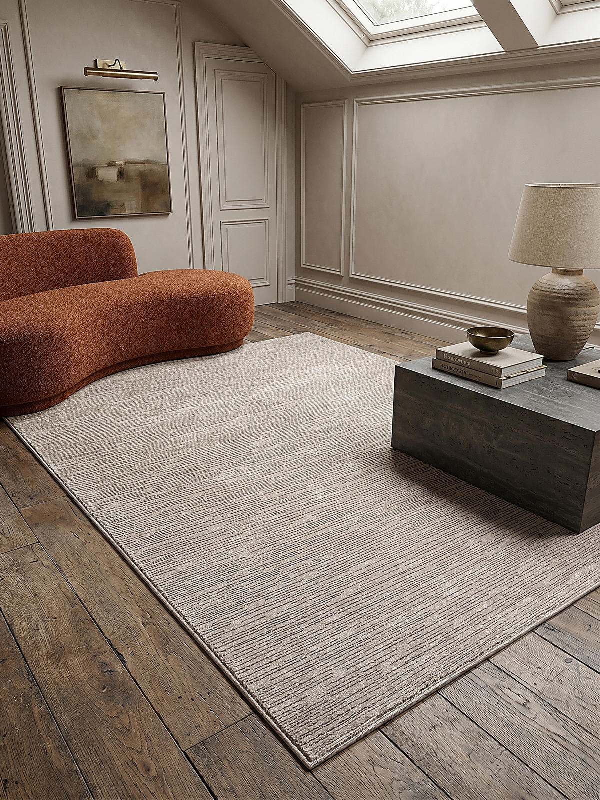 KURZFLORTEPPICH Streifen KASOS Polyester Beige 200 x 290 cm - Beige, Textil (200/290cm) - KADIMA DESIGN