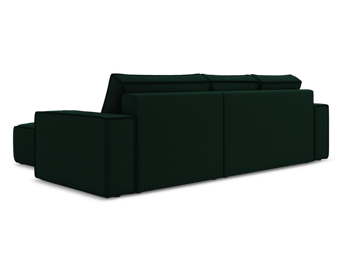 ECKSOFA mit Schlaffunktion Samt Stoff Grün - Dunkelgrün/Schwarz, Kunststoff/Textil (290/185cm) - Makamii