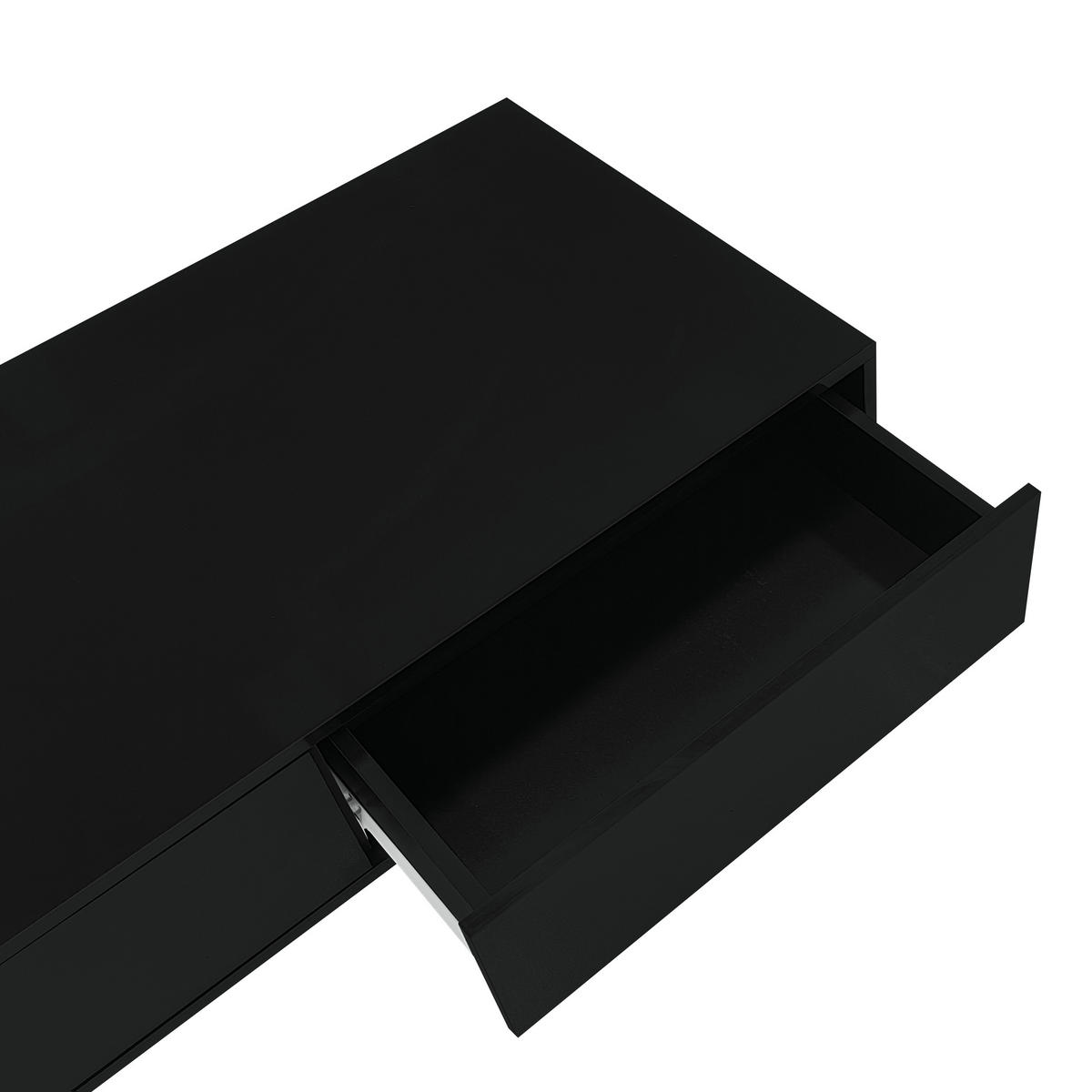 COUCHTISCH 115/55/34 cm schwarz hochglänzend mit 2 Schubladen und LED-Beleuchtung - Schwarz, Holzwerkstoff (115/55/34cm) - OKWISH