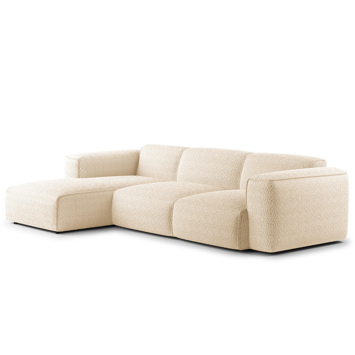 3-SITZER ECKSOFA mit Longchair - Beige/Schwarz, Kunststoff/Textil (284/173cm) - home24