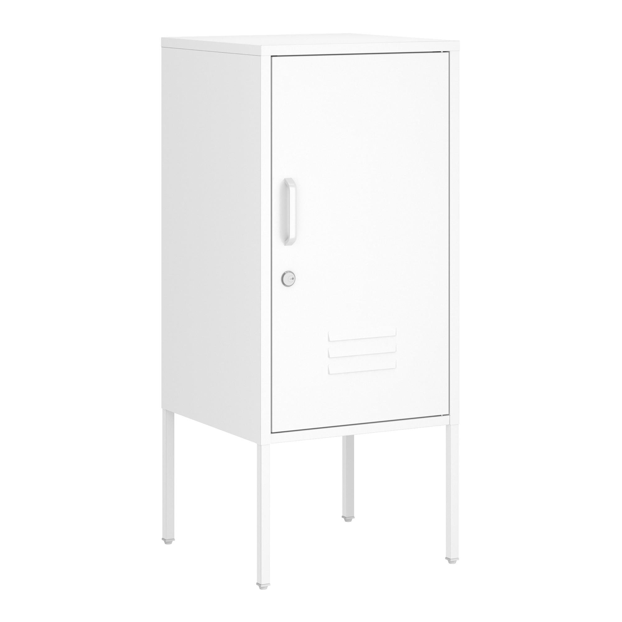 NOČNÍ SKŘÍŇ Hausjärvi - bílá, kov (35/82/35cm) - [en.casa]