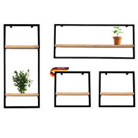 WANDREGAL 4er-Set Holz MARC Eichenholz Metallrahmen - Braun, Holz (70/30/15cm) - DELUKE