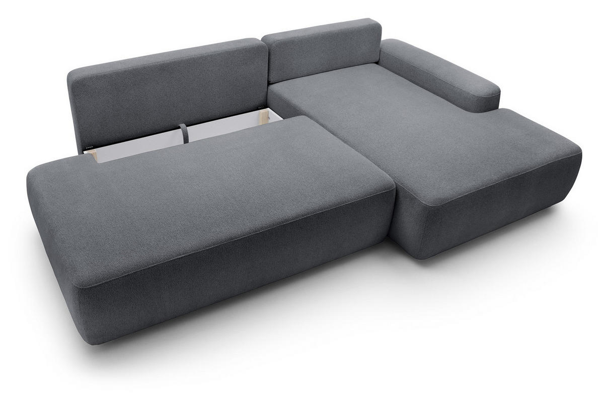 ECKSOFA 275 cm mit Schlaffunktion Orea O, Rechts, Dunkelgrau - Dunkelgrau, Holz (164/276cm) - Emporius