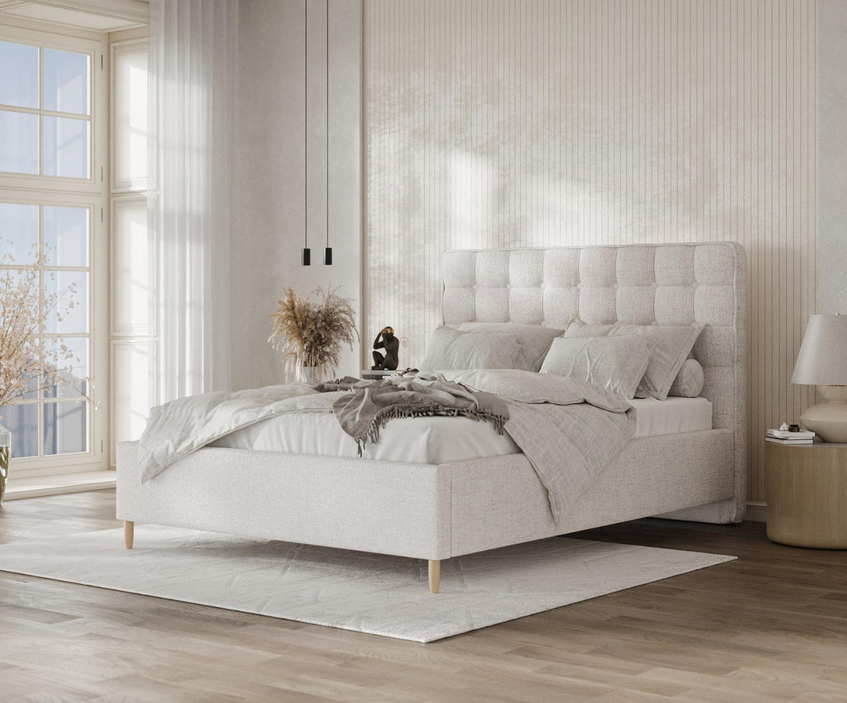 POLSTERBETT Paloma 160/200 cm Hellbeige im Neve Stoff - Sandfarben/Naturfarben, Holz/Holzwerkstoff (160/200cm) - AltaBeds