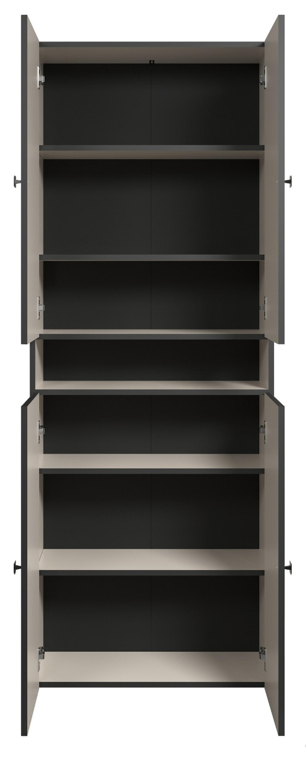 HOCHSCHRANK Kaschmir, grau 70 x 186 cm, Badschrank mit viel Stauraum - Kaschmir/Schwarz, Holzwerkstoff/Metall (70/186/31cm) - Top.Furn