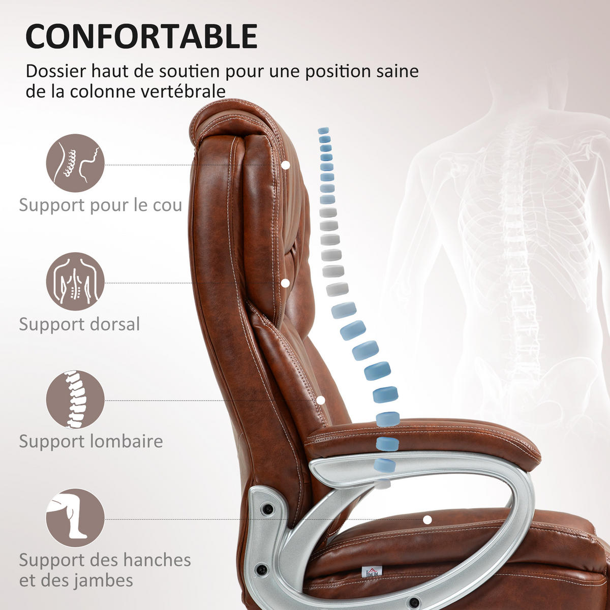 CHEFSESSEL DE-11707 mit Wippfunktion & 360° drehbar Braun - Braun, Metall (75.5/124.5/66cm) - ComfortXL