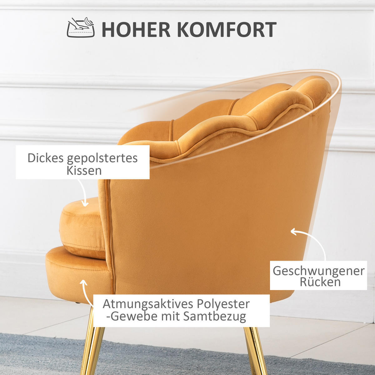 POLSTERSESSEL - Orange, Kunststoff (67/74/76cm) - HOMCOM