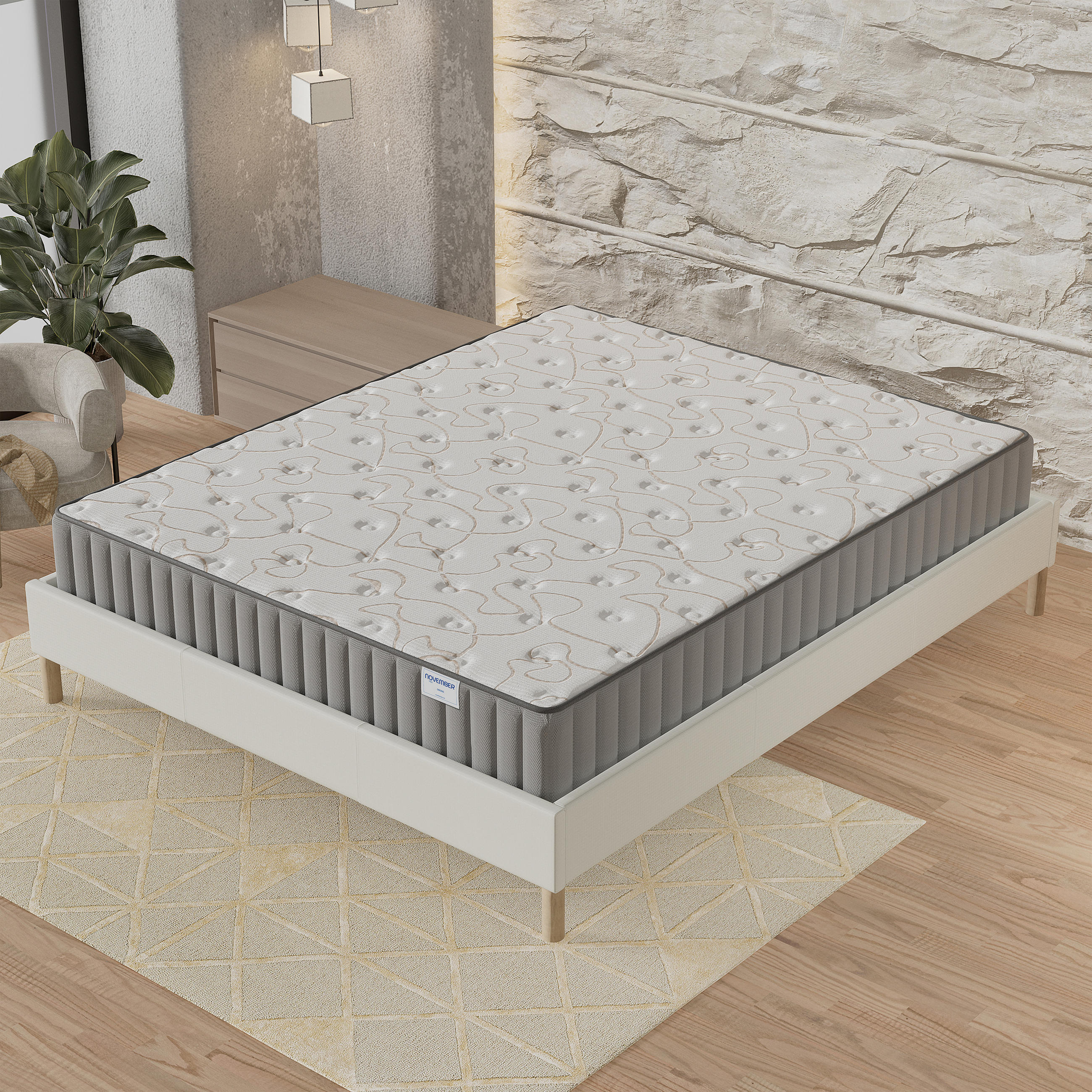 Thumbnail - November Sleep Viscomatratze, Weiß, Naturmaterialien, H4, 180x200 cm, Oeko-Tex®, antibakteriell, Bezug antimikrobiell be...