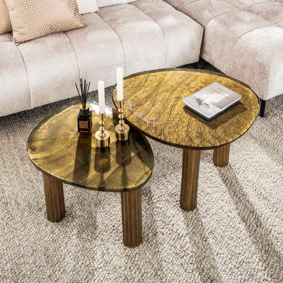 COUCHTISCH Salon Gold 59/70/45 cm - Goldfarben, Glas (59/70/45cm) - Hoyz Collection