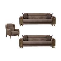 SITZGARNITUR Multan, Braun Stellvariante 3+3+1 - Braun, Holzwerkstoff/Metall (243/85/95cm)