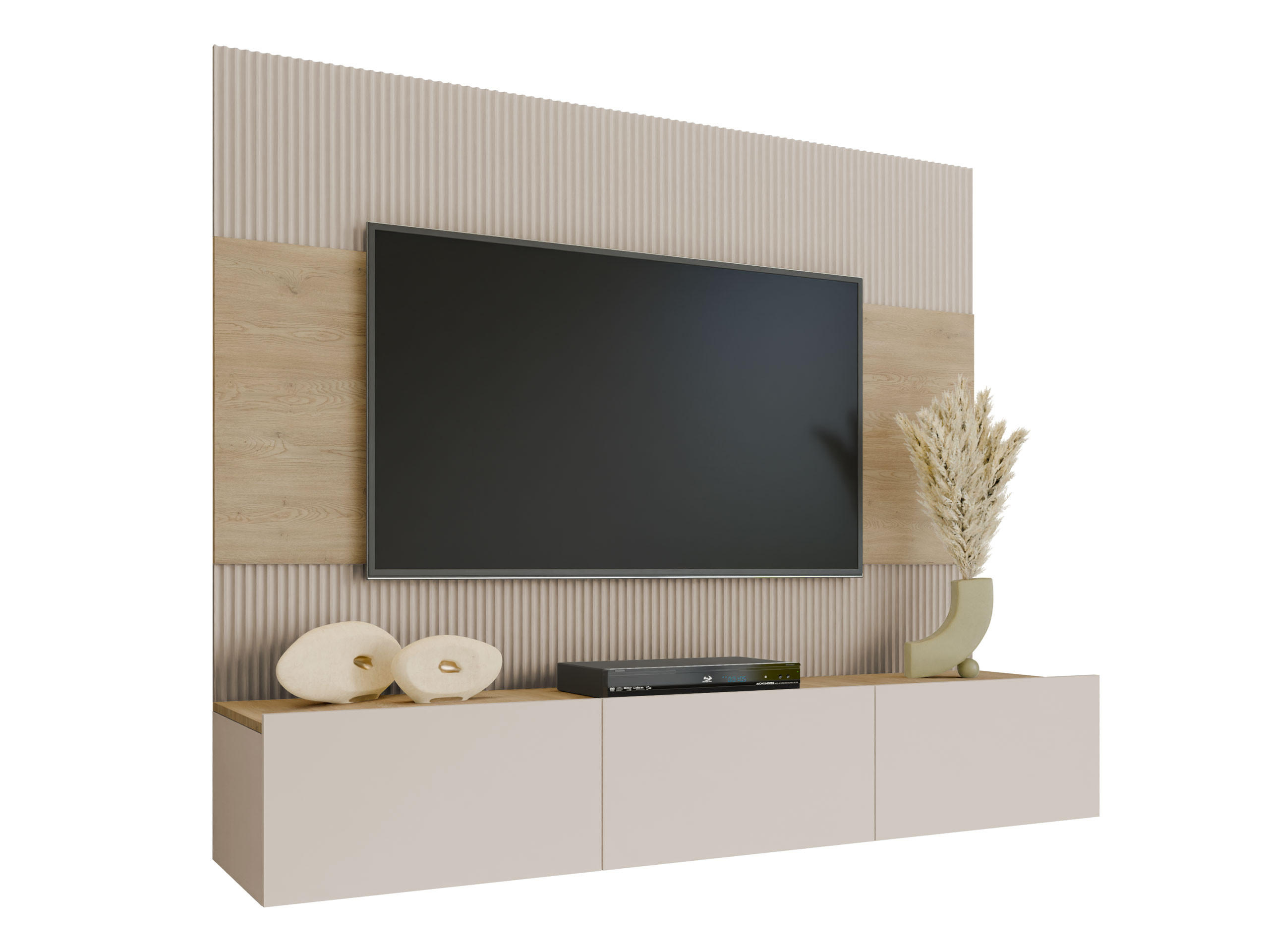 WOHNWAND Deromi III - Beige, Holzwerkstoff (180/150/38cm) - MIRJAN24