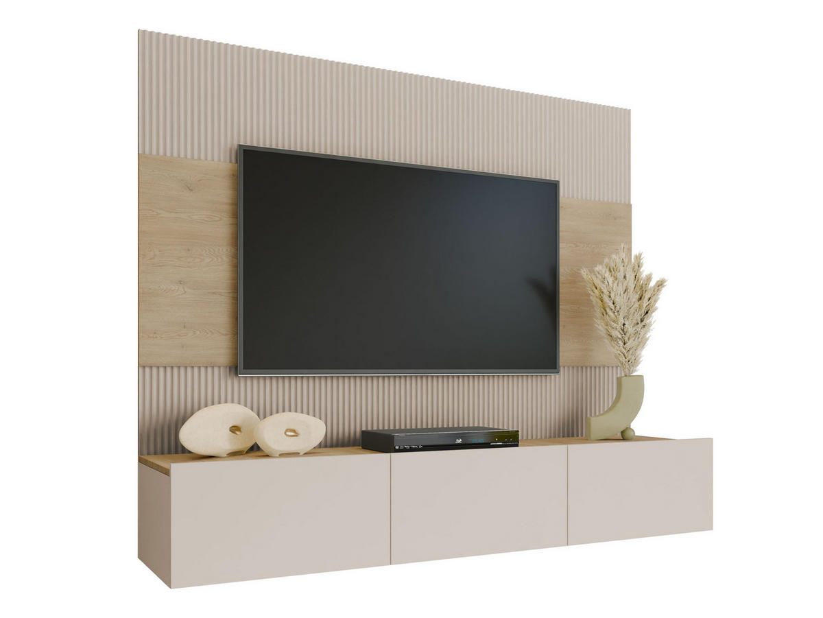 WOHNWAND Deromi III - Beige, Holzwerkstoff (180/150/38cm) - MIRJAN24