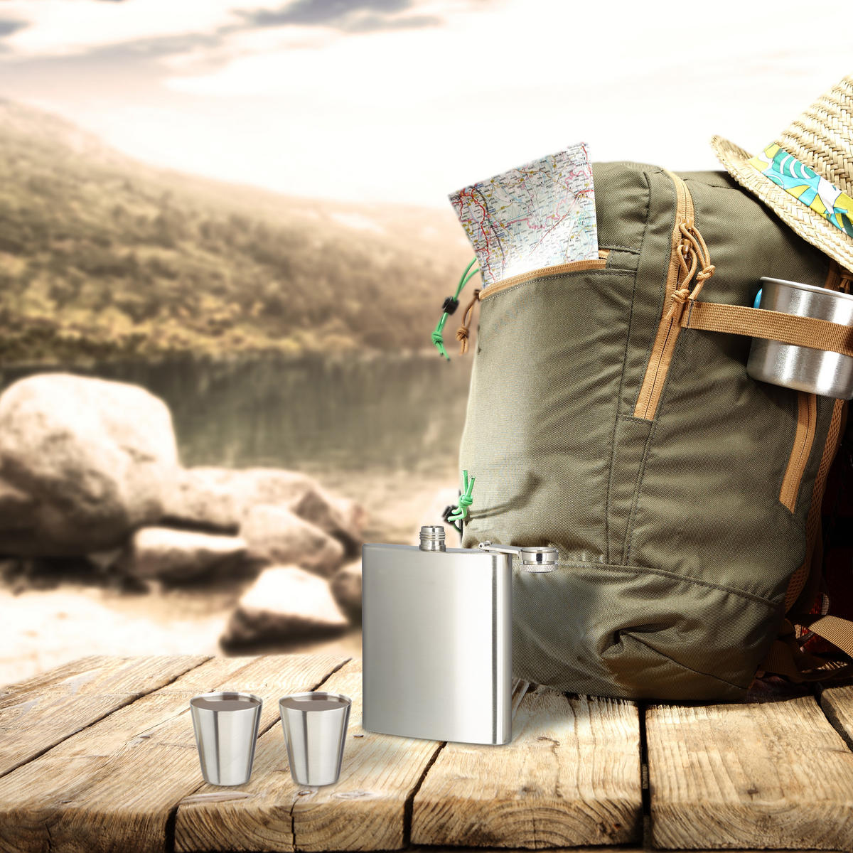 FLACHMANN Set - Silberfarben, Metall (10/13/2.5cm) - Relaxdays