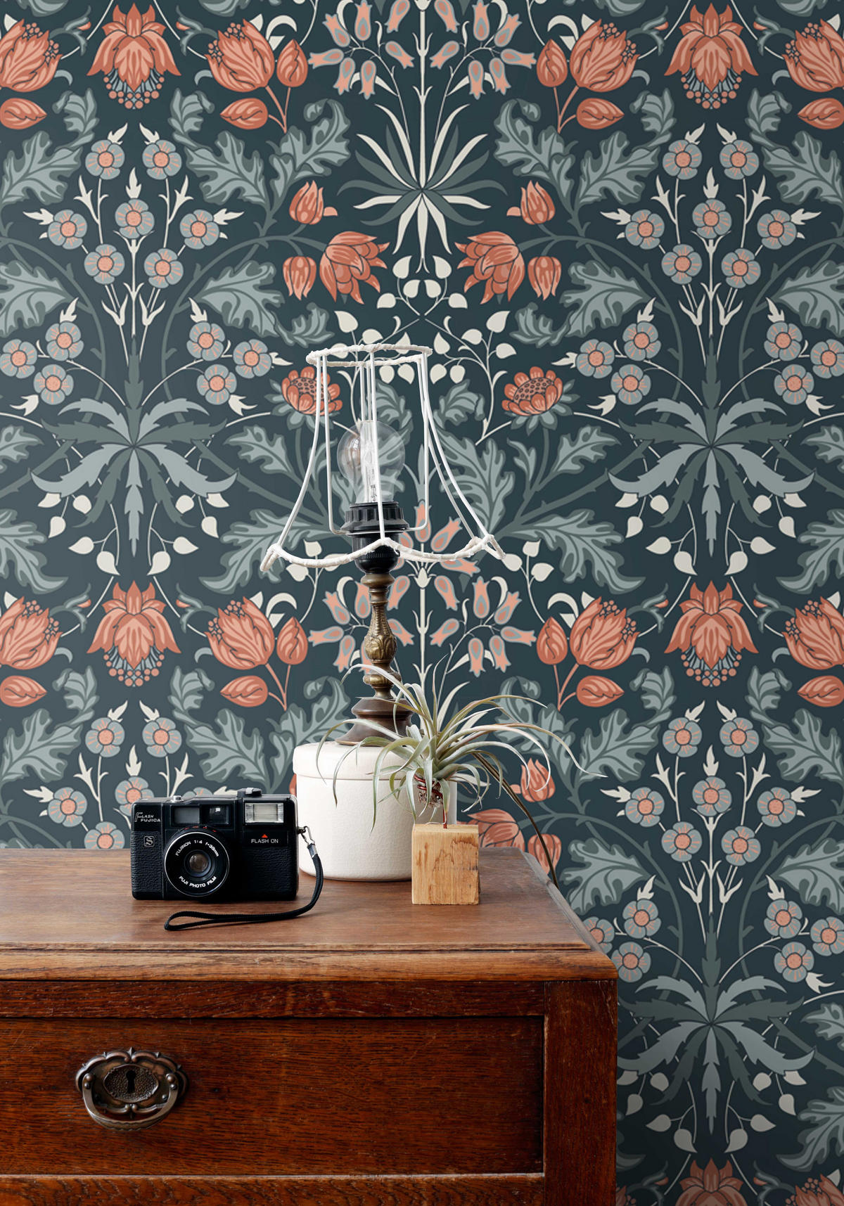 TAPETE Blumenmuster im Jugendstil 50 x 900 cm - Blau, Papier (50/900cm) - ESTAhome