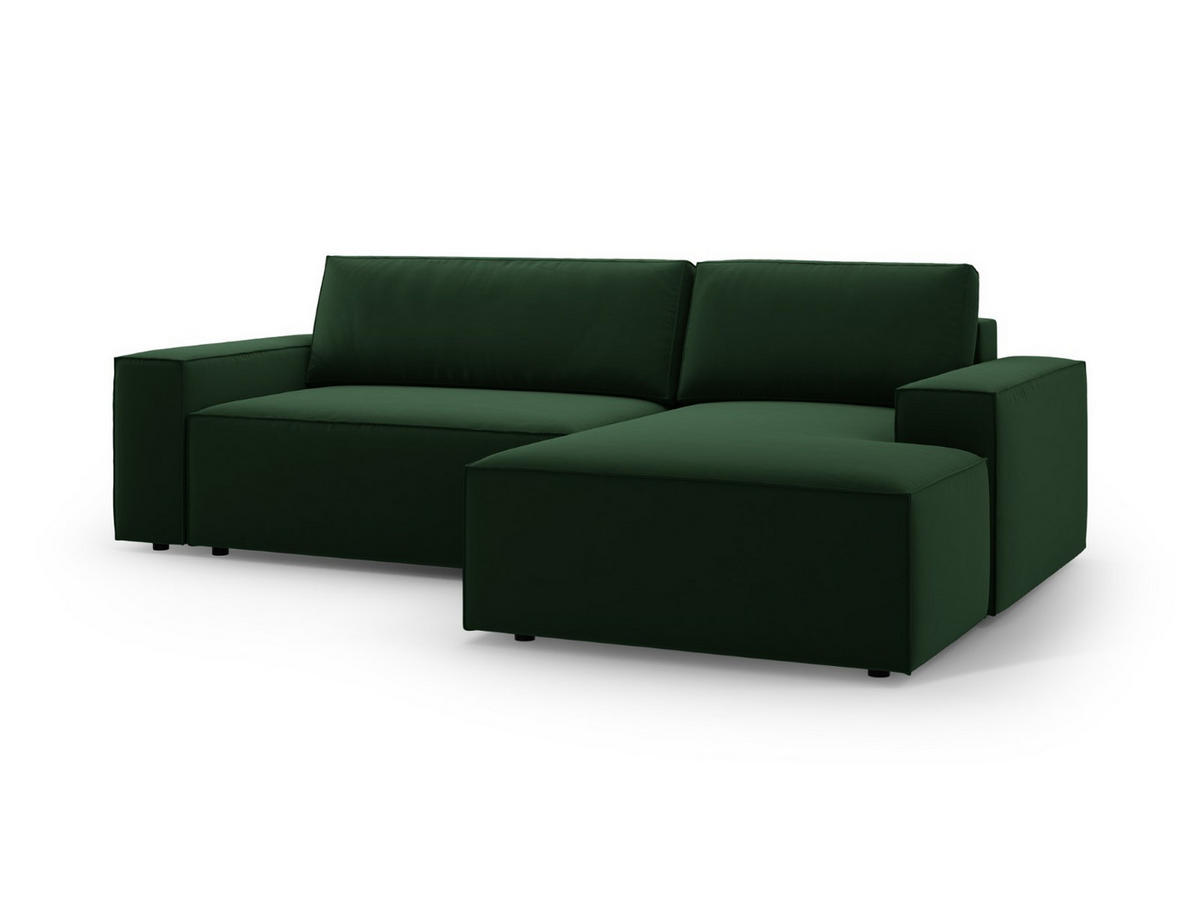 ECKSOFA ausklappbar rechts mit Container Jodie aus Samt flaschengrün 3 Sitzplätze - Dunkelgrün, Textil (151/246cm) - Micadoni