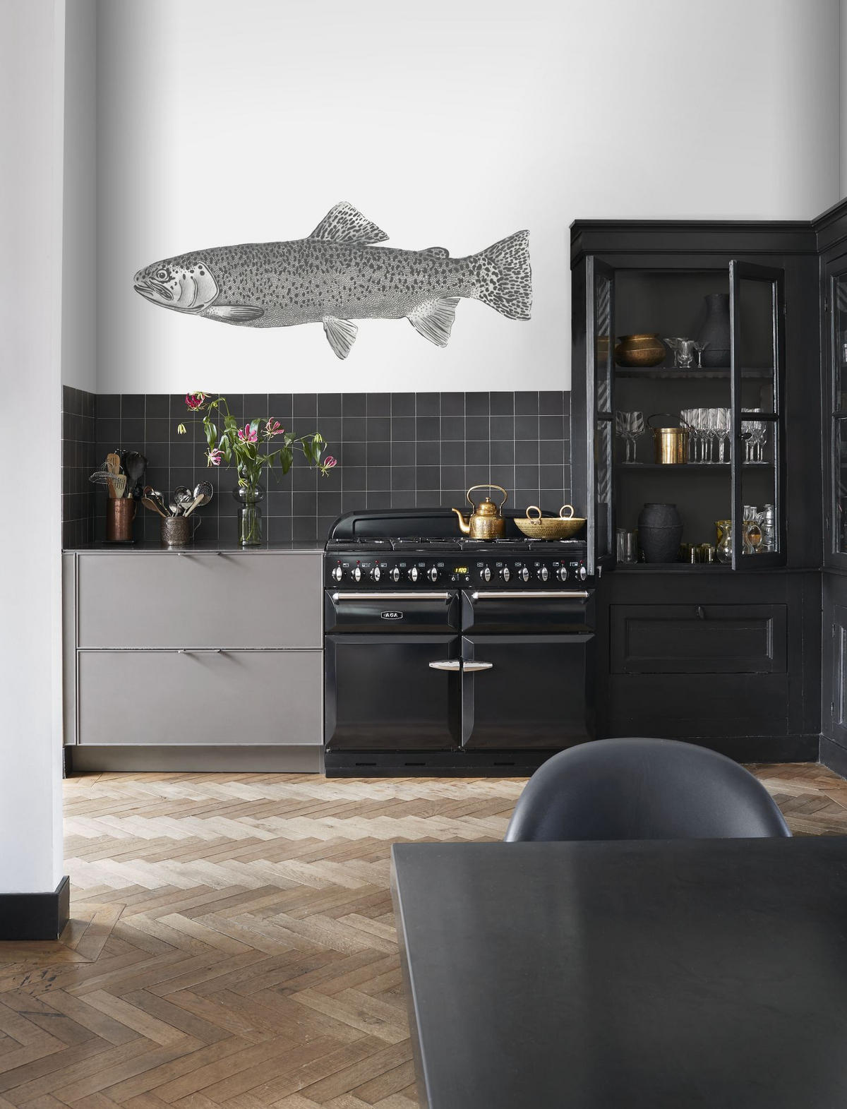 FOTOTAPETE Fisch 250 x 100 cm - Schwarz, Papier (250/100cm) - ESTAhome
