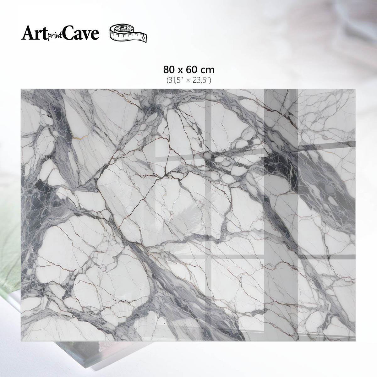 GLASPLATTE 80x60 cm – Marmorstruktur - Beige, Glas (0.4/80/60cm) - ArtPrintCave