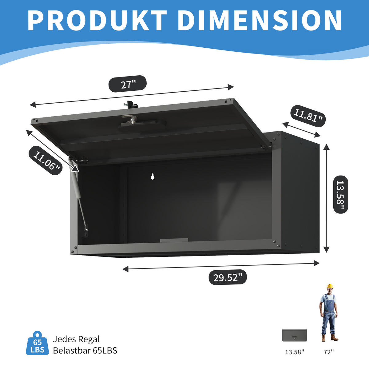 KOMBINATIONSKOFFER – Höhe 34,5 cm × Breite 75 cm × Tiefe 30 cm - Schwarz, Metall (30/34.5/75cm) - DCA