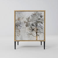 SIDEBOARD FADE IN THE TREES, Eichefarben, 57,5x42x72,5 cm, Schwarze Metallfüße - Eichefarben/Multicolor, Holzwerkstoff/Metall (57.5/72.5/42cm) - SpaceRebels