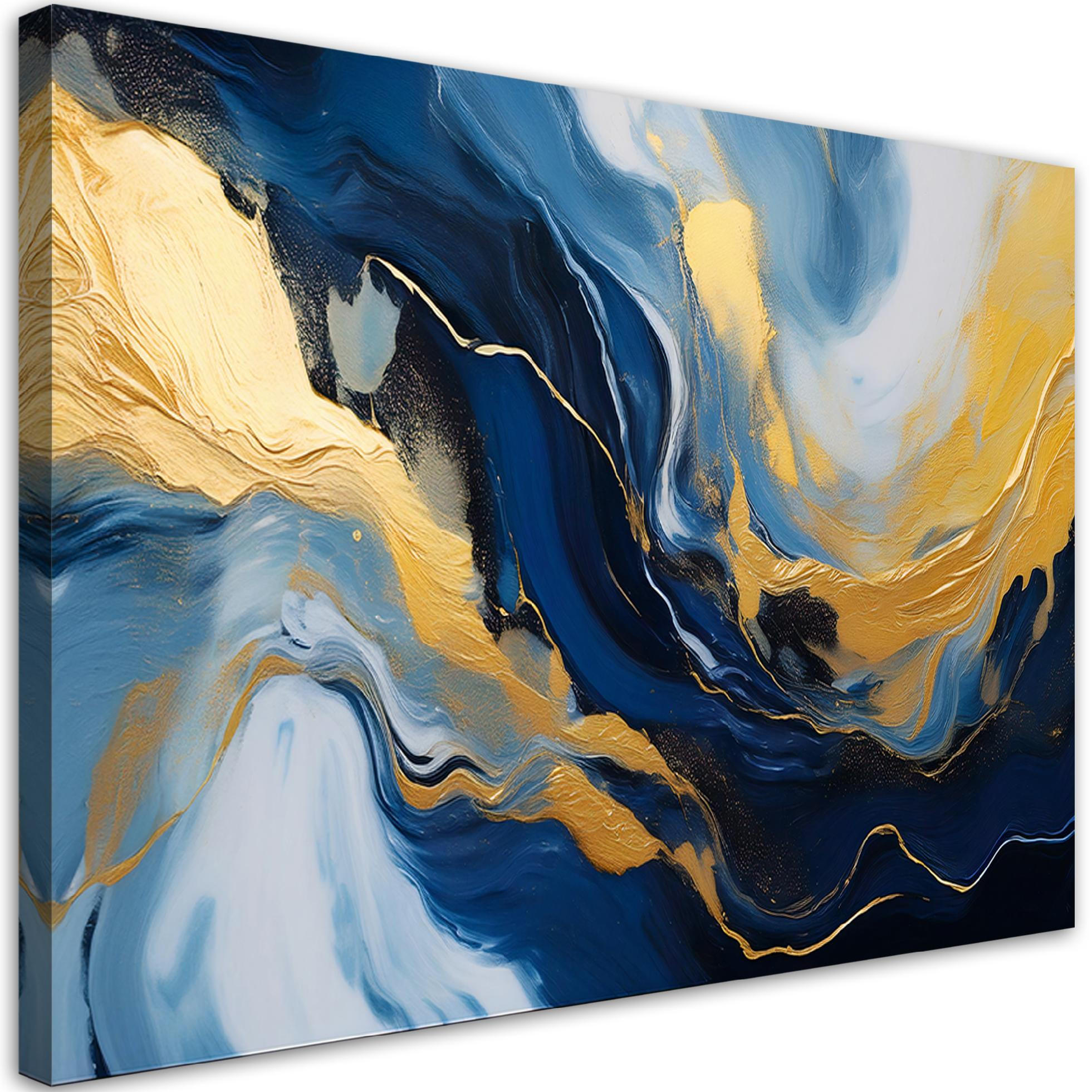 WANDBILD abstrakte marmorstruktur blaues gold - Blau, Textil (60/40cm) - Feeby