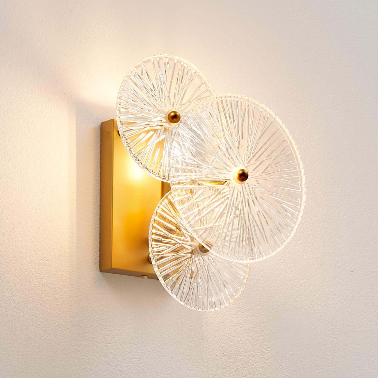 WANDLEUCHTE Emilia, Transparent und goldfarben, 30cm - Transparent, Glas (13/30/22.5cm) - KOSILUM